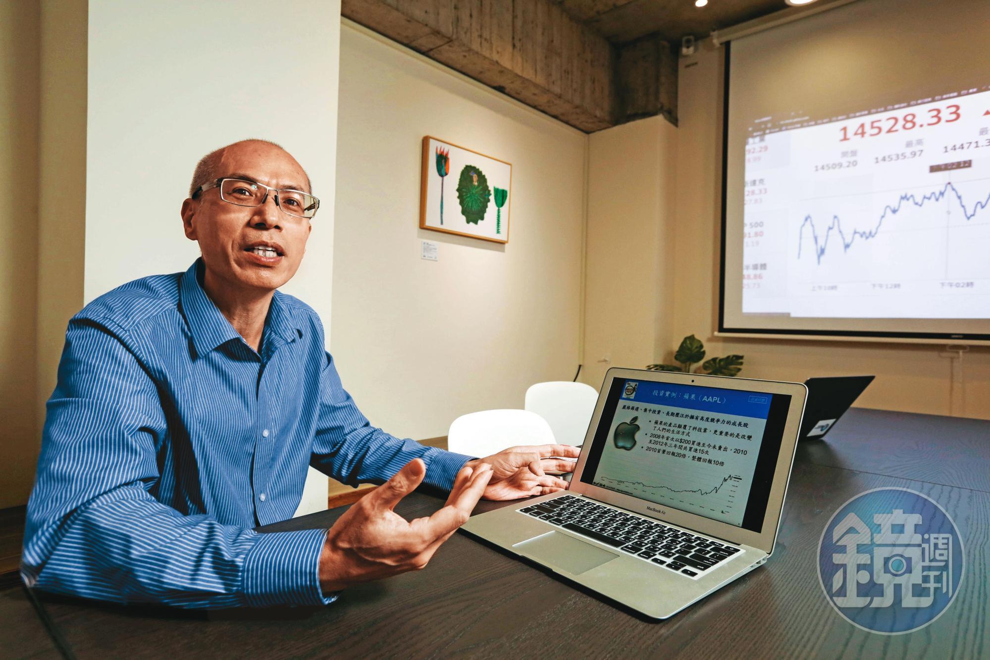 林子揚在外商科技公司工作二十餘年，長期投資放眼美股，專挑超級成長股。