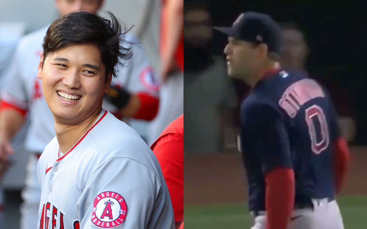 紅襪隊終結者歐塔維諾(右)日前疑似飆罵大谷翔平(左)「賤人」,惹怒球迷。(翻攝自@RealAngelSavior、@MLB推特)