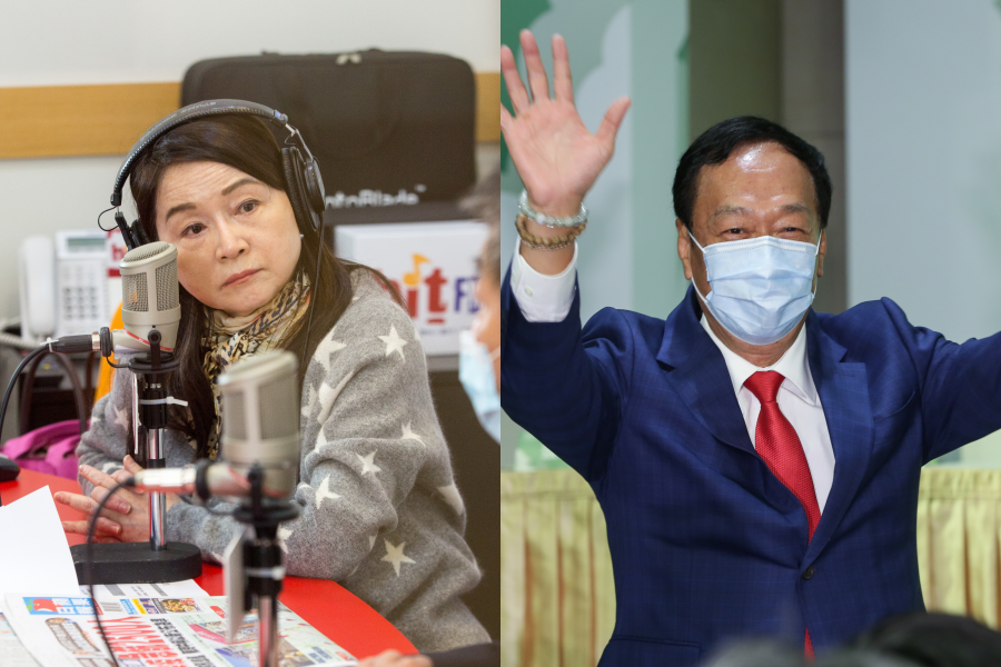 周玉蔻（左）認為，郭台銘（右）購買BNT疫苗某種程度上是在向中共交「保護費」。（本刊資料照）