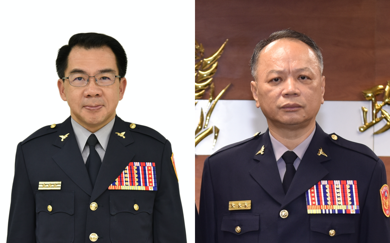 新任台北市警察局長楊源明（左）、新任台中市警察局長蔡蒼柏（右）。（警政署提供）