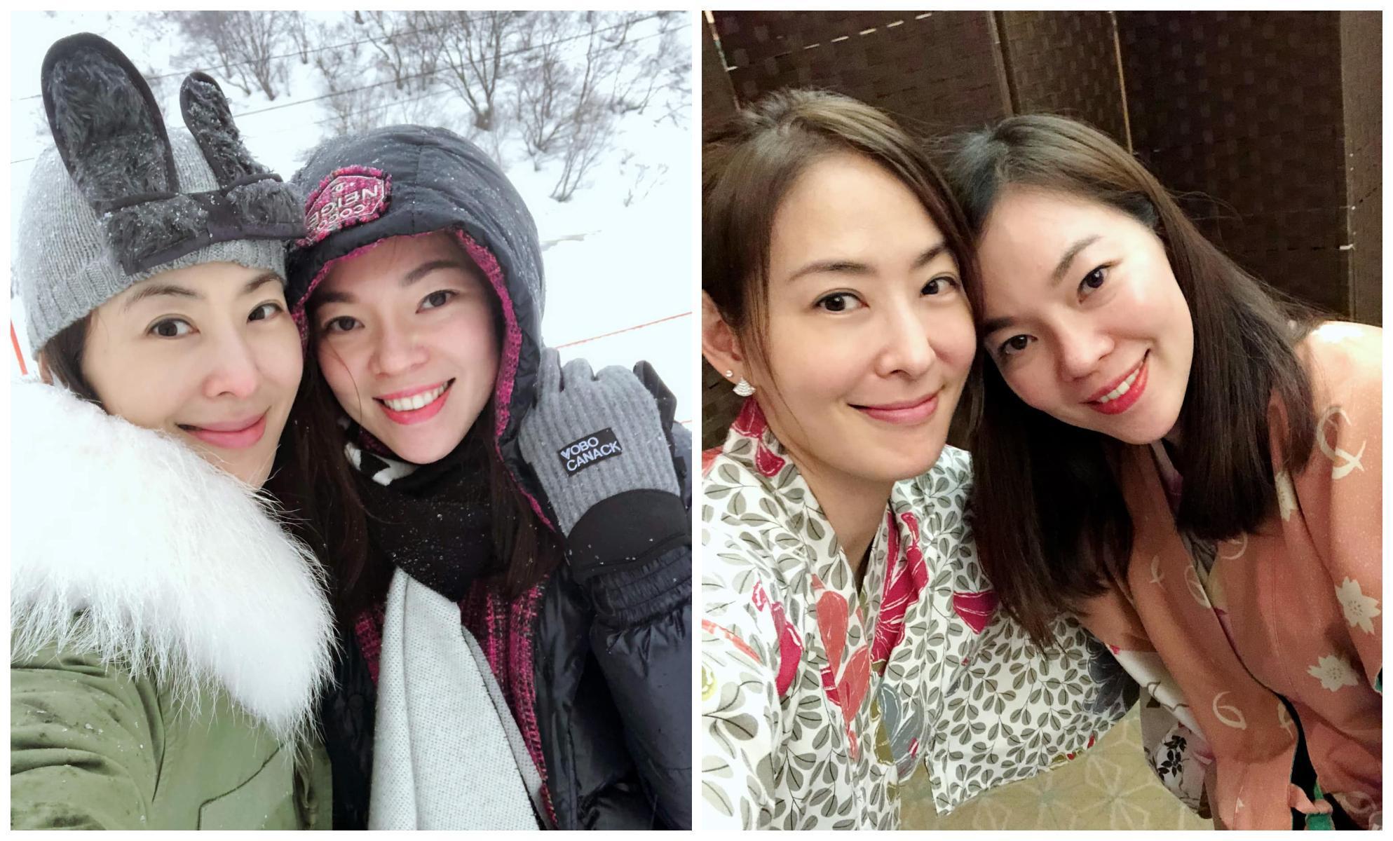 賈永婕（左圖左）與郭台銘夫人曾馨瑩是好姐妹。（翻攝賈永婕臉書）