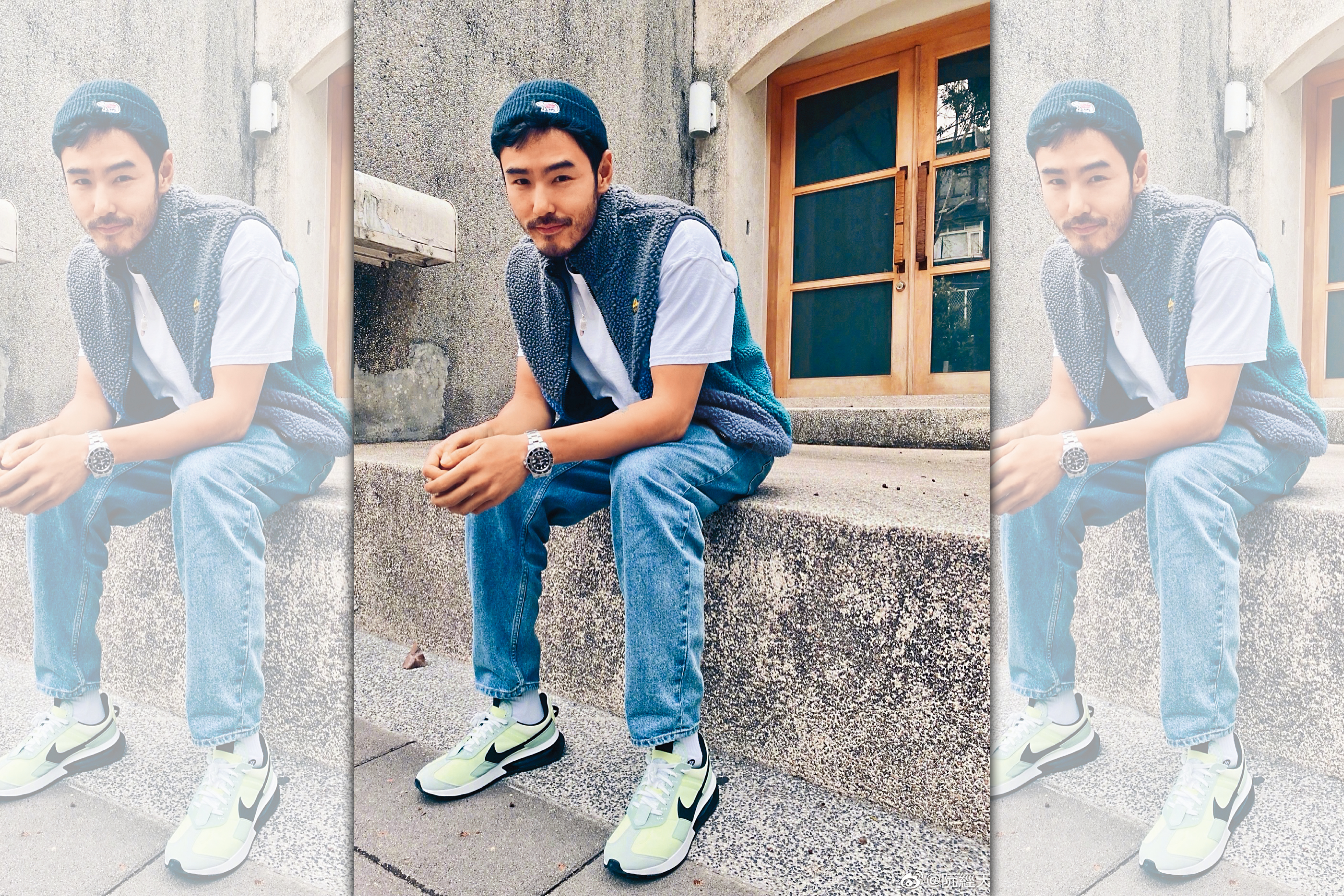 阮經天留守台灣1年多，上半年還換了個新造型，留起濃密的鬍子。（翻攝自阮經天微博）