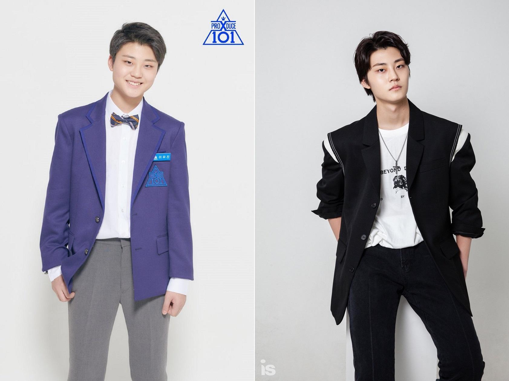 李宥珍前年參加《PRODUCE X 101》身高僅170公分,兩年後的現在臉上沒了嬰兒肥,更抽高到184公分。(左圖翻攝自Mnet,右圖翻攝自is)