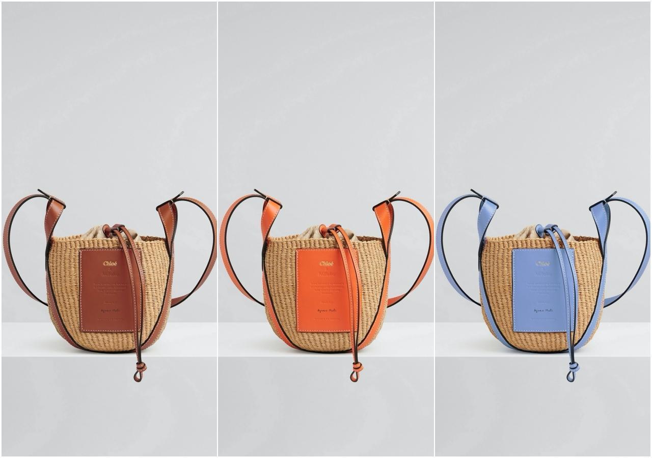Chloé Basket國際公平貿易組織合作編織水桶包。各NT$25,100(Chloé提供)