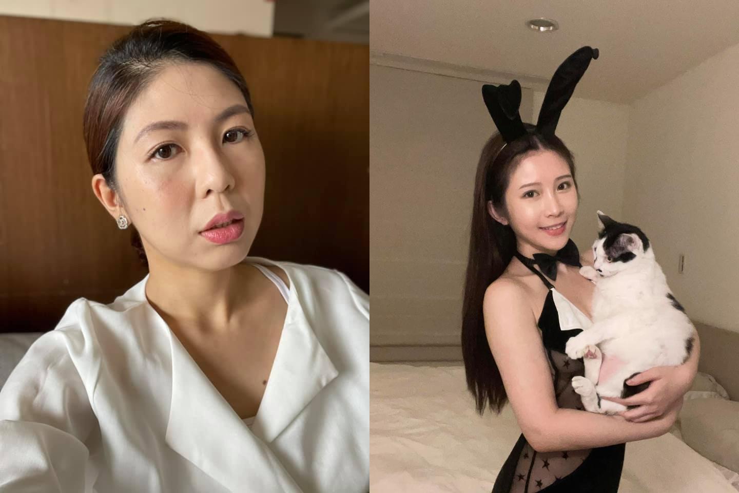 李怡貞（左）對於雞排妹的私事進行評論。（翻攝李怡貞、鄭家純臉書）