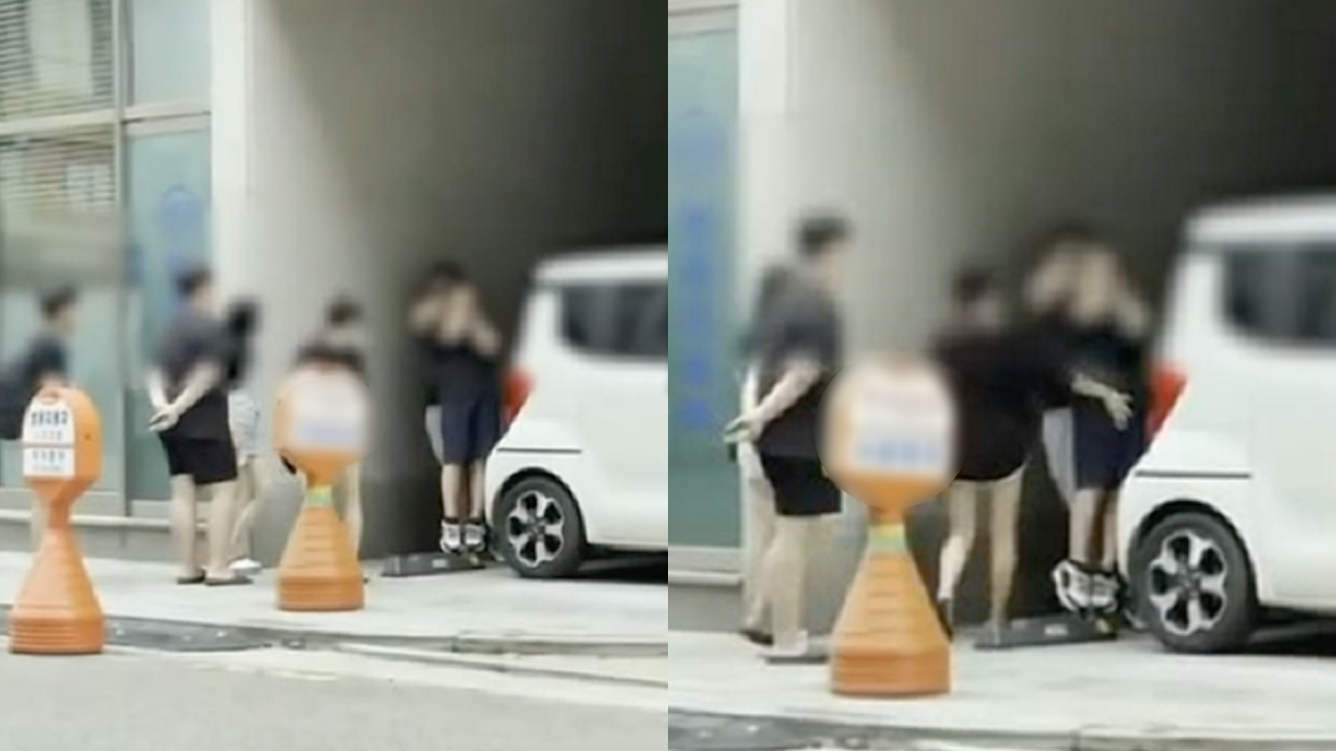 韓國一名男學生被5人圍住鎖喉、掐下體攻擊。（翻攝自YouTube）