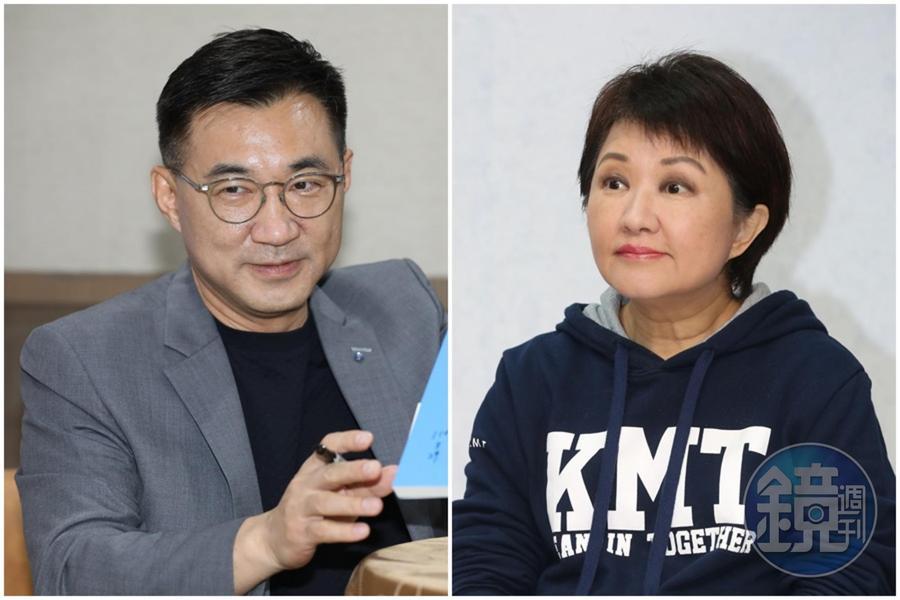 台中市長盧秀燕（右）、國民黨主席江啟臣（左）怒批中央配發疫苗不均，江更怒批中央「政治惡鬥」。（本刊資料照）