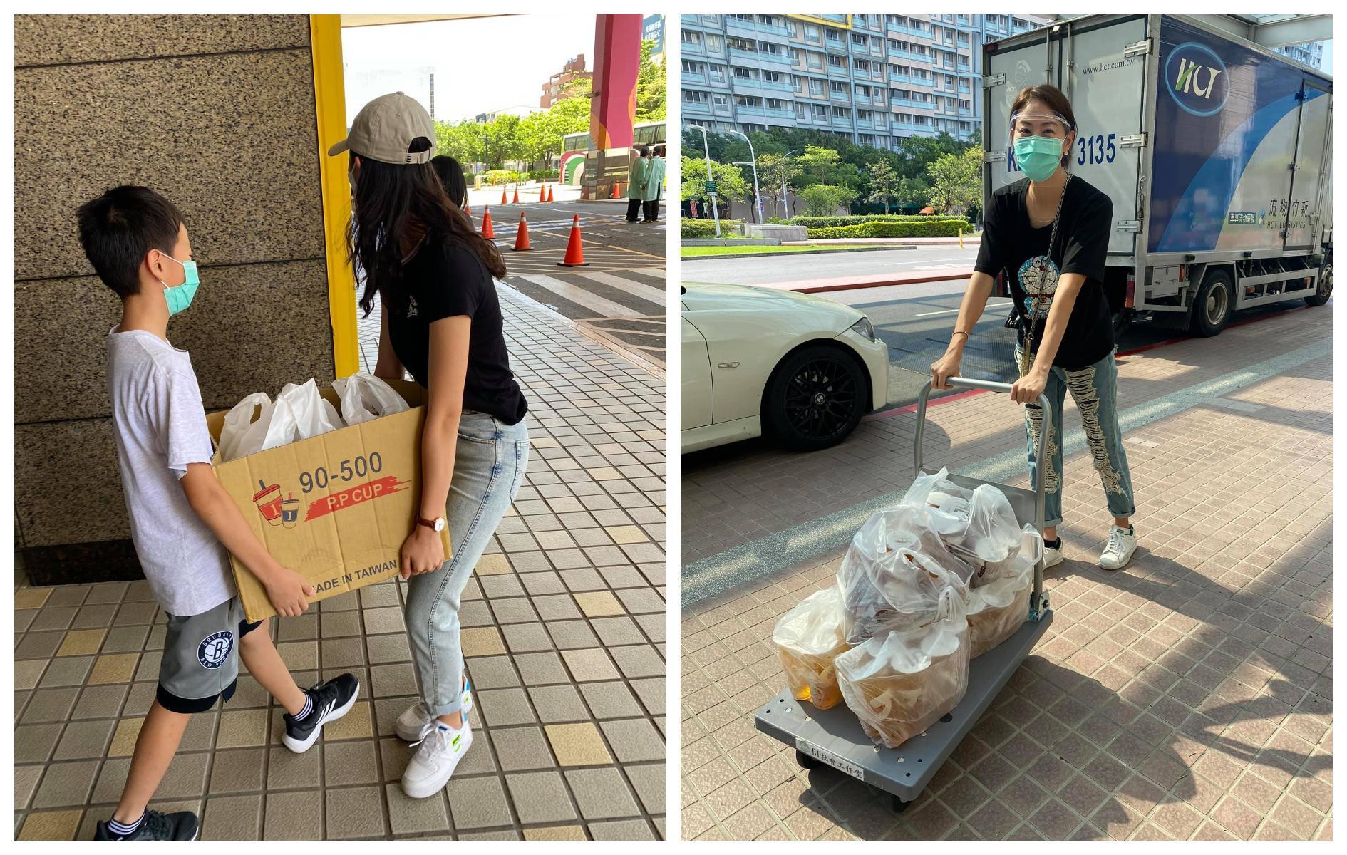 賈永婕親自送餐,孩子們也會幫忙。(翻攝賈永婕臉書)