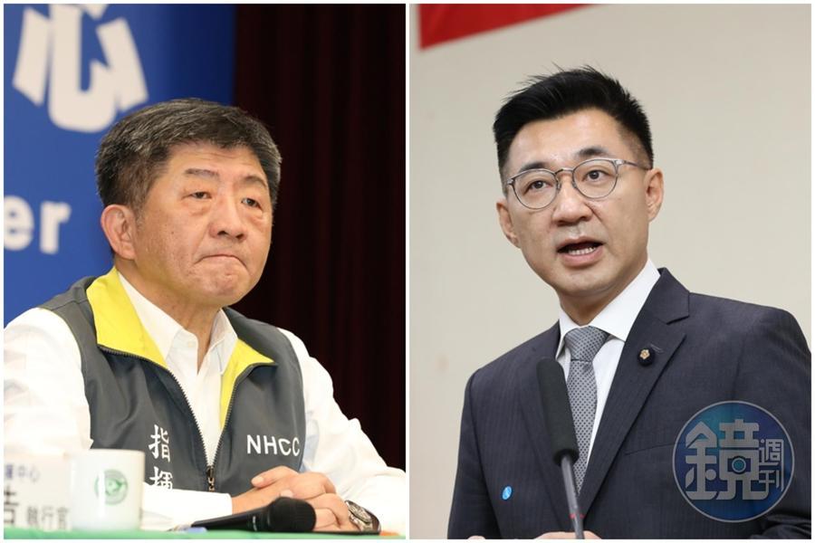 江啟臣(右圖)不滿國民黨與4個藍營執政縣市想買500萬劑BNT疫苗,卻遭衛福部長陳時中(左圖)冷回應。(資料照)