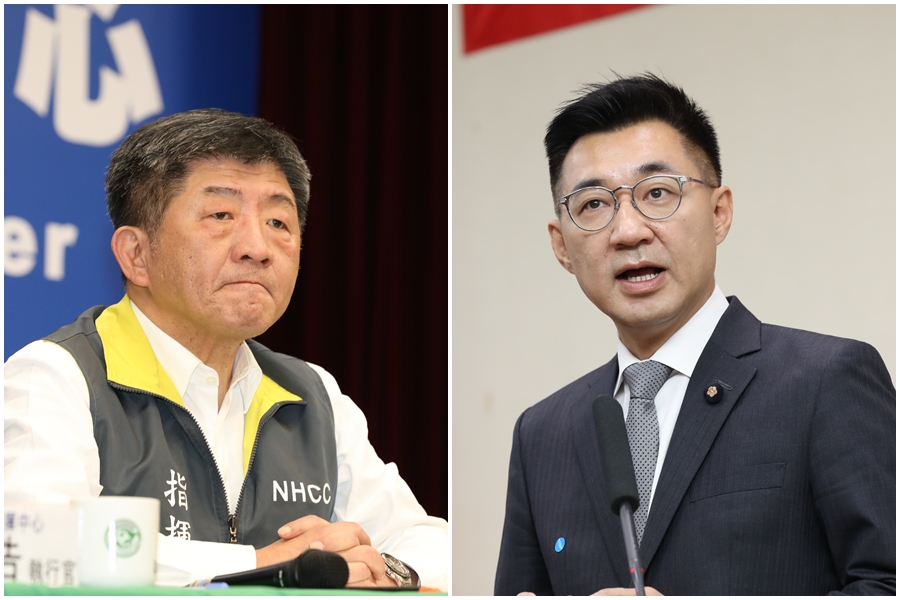 江啟臣（右圖）不滿國民黨與4個藍營執政縣市想買500萬劑BNT疫苗，卻遭衛福部長陳時中（左圖）冷回應。（資料照）