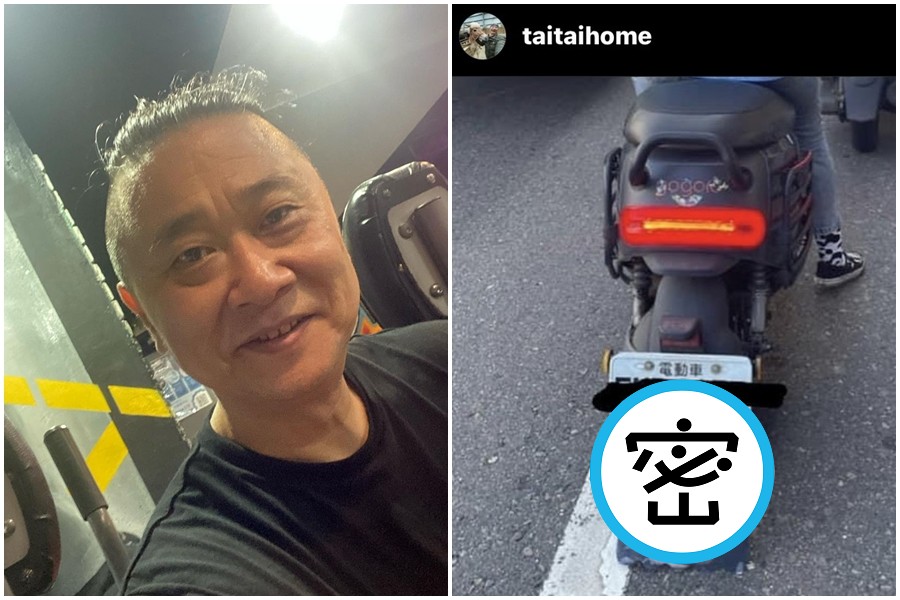 邰智源在IG上分享了一張照片，開心表示自己要出運啦，原來是他被做成機車擋泥板。（翻攝自邰智源IG）