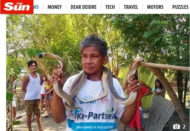 自稱對蛇類毒液免疫的阿爾瓦雷斯，遭咬後當場身亡。（翻攝《太陽報》Sun News）