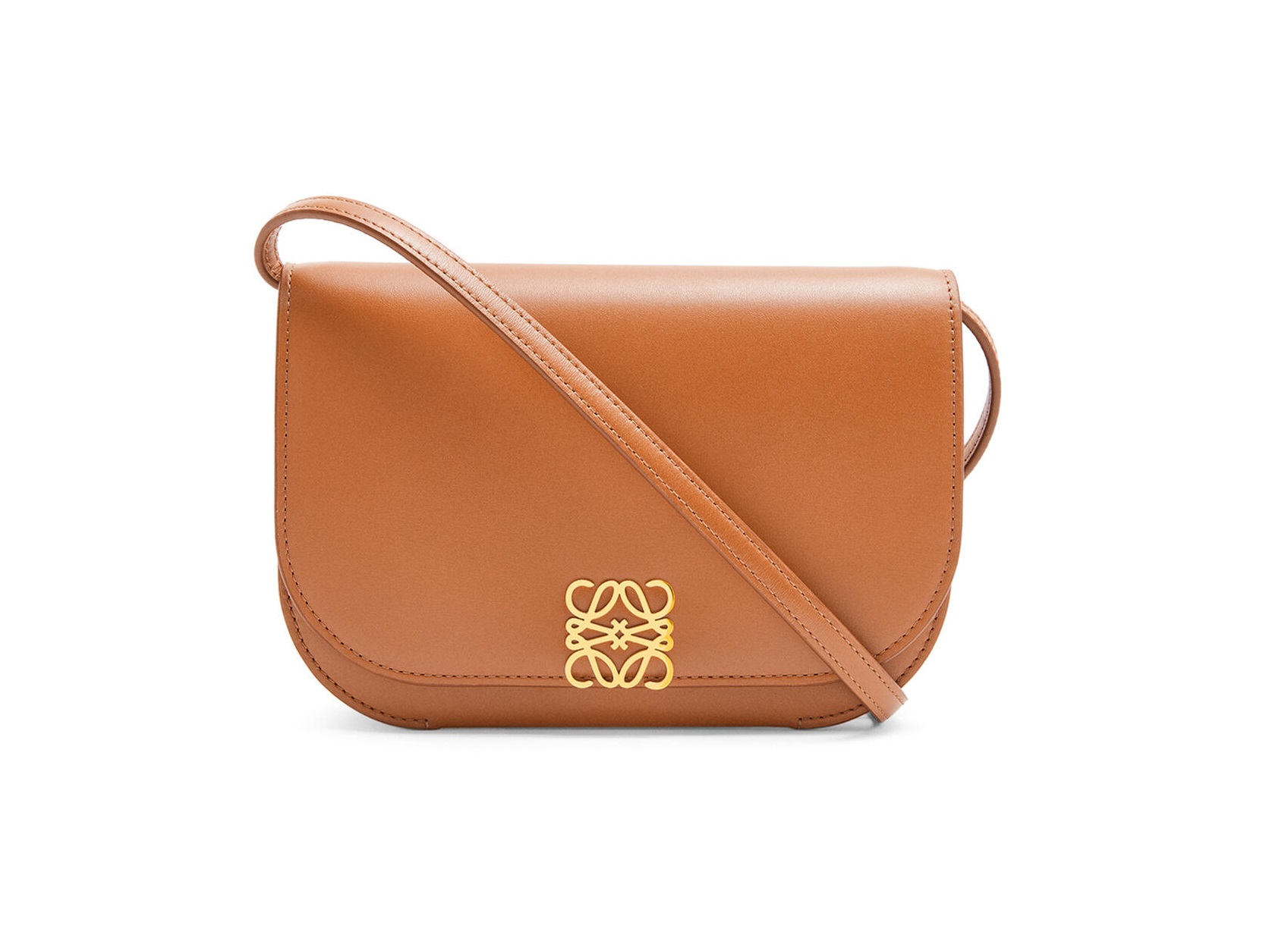 Goya棕褐色頂級小牛皮風琴式手拿包。NT$72,000(LOEWE提供)