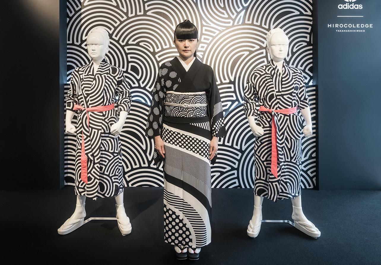 不分性別的浴衣外套,是日本藝術家高橋理子與adidas合作系列裡,最令人期待的設計之一。(adidas提供)