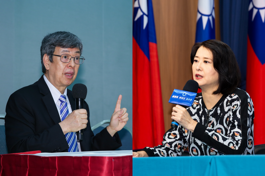 議員王鴻薇（右）日前指前副總統陳建仁（左）接受高端二期試驗打的是疫苗，隨後遭陳建仁打臉「自己打的是安慰劑」。（本刊資料照）