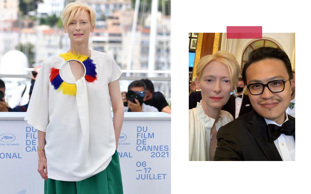 蒂妲史雲頓及泰坦星文創制片人蔡勝哲。（泰坦星提供、翻攝自IG）