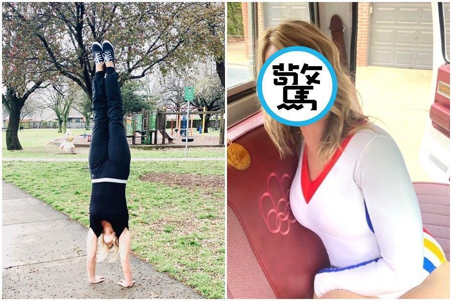 前羅馬尼亞「體操皇后」柯曼妮奇穿上體操服輕鬆跳躍，讓粉絲相當驚喜。（翻攝自IG comaneci10）