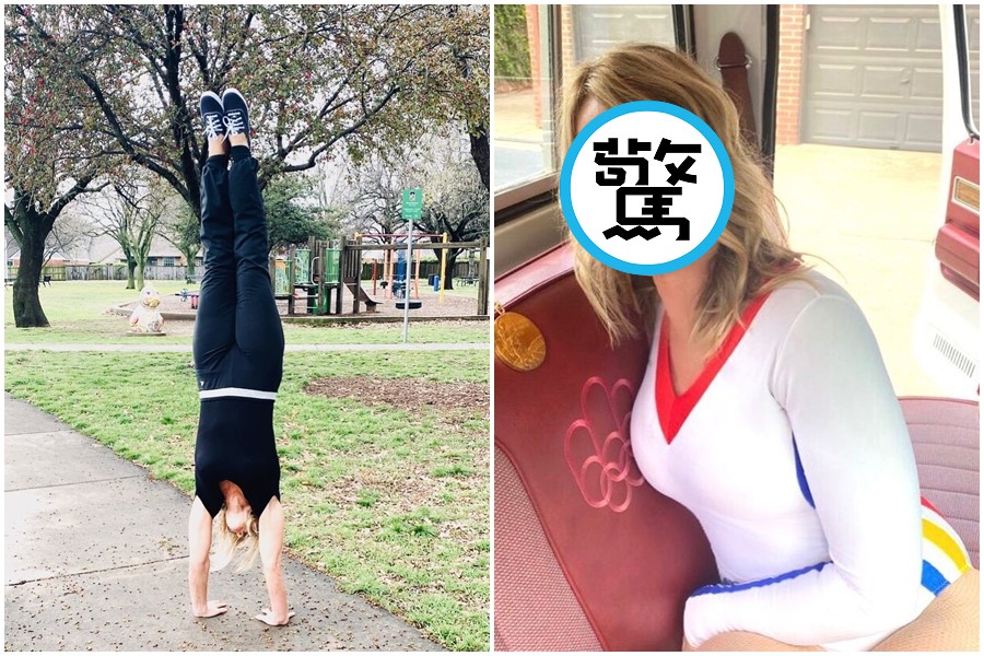 前羅馬尼亞「體操皇后」柯曼妮奇穿上體操服輕鬆跳躍，讓粉絲相當驚喜。（翻攝自IG comaneci10）