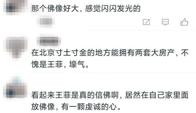 網友對於王菲的佛像議論紛紛,不但羨慕她買那麼貴的房子,也嘆她真的夠虔誠。(翻攝自微博)