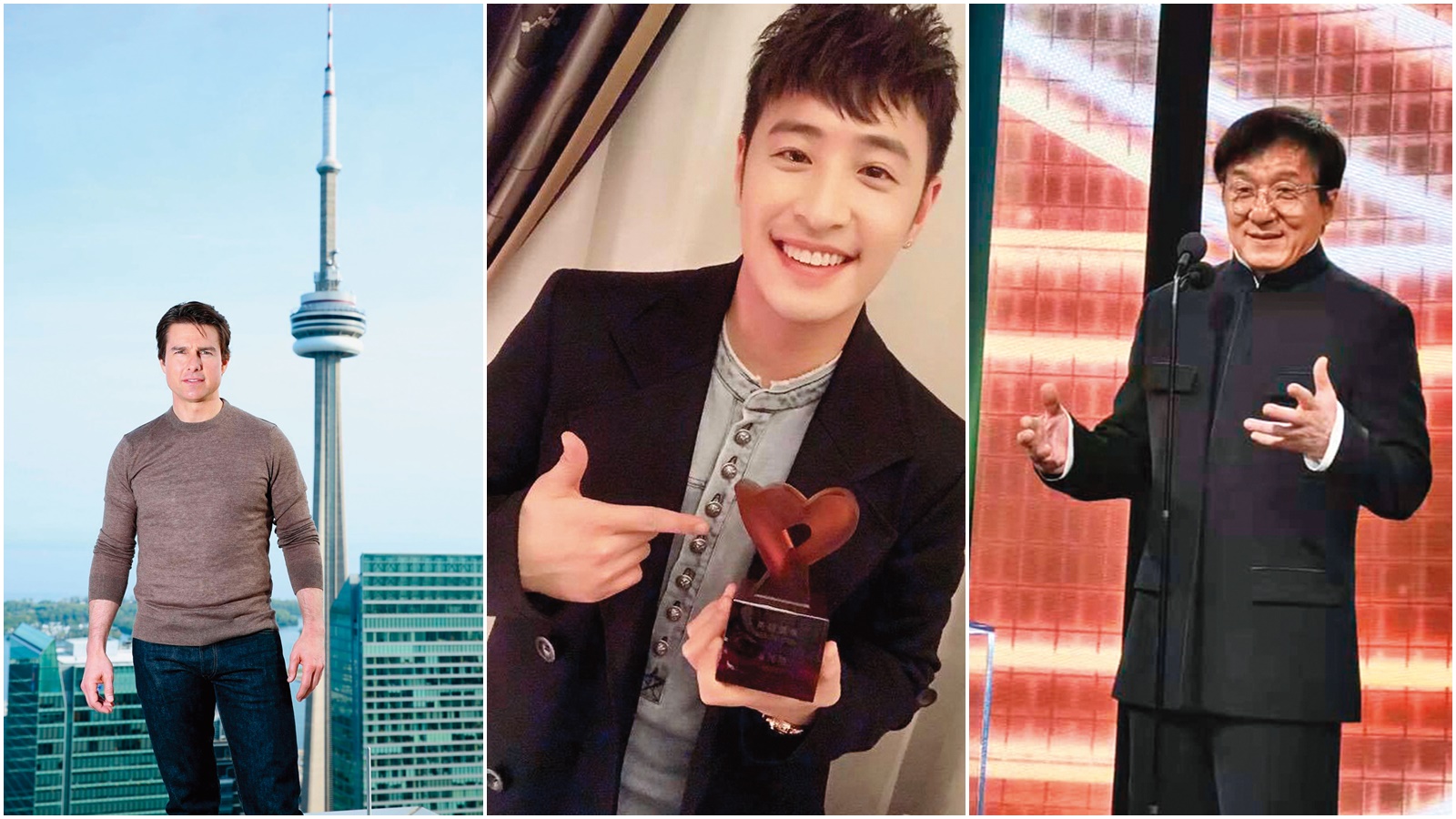 湯姆克魯斯、潘瑋柏、成龍等3人都為演藝事業而賣命演出。（翻攝自網路）