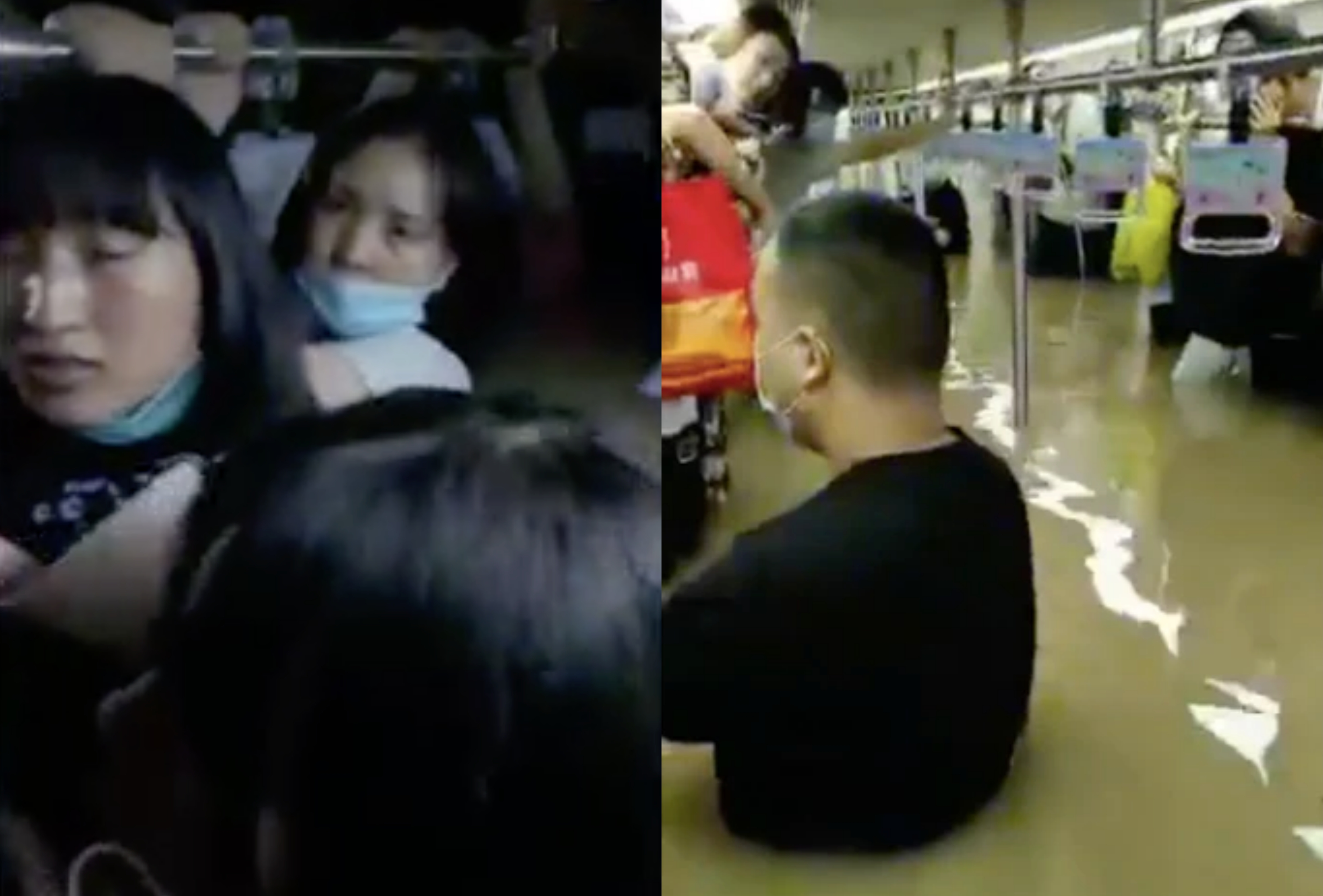 中國河南省鄭州連日暴雨成災，水淹入地鐵，造成多名乘客傷亡。（翻攝自微博）