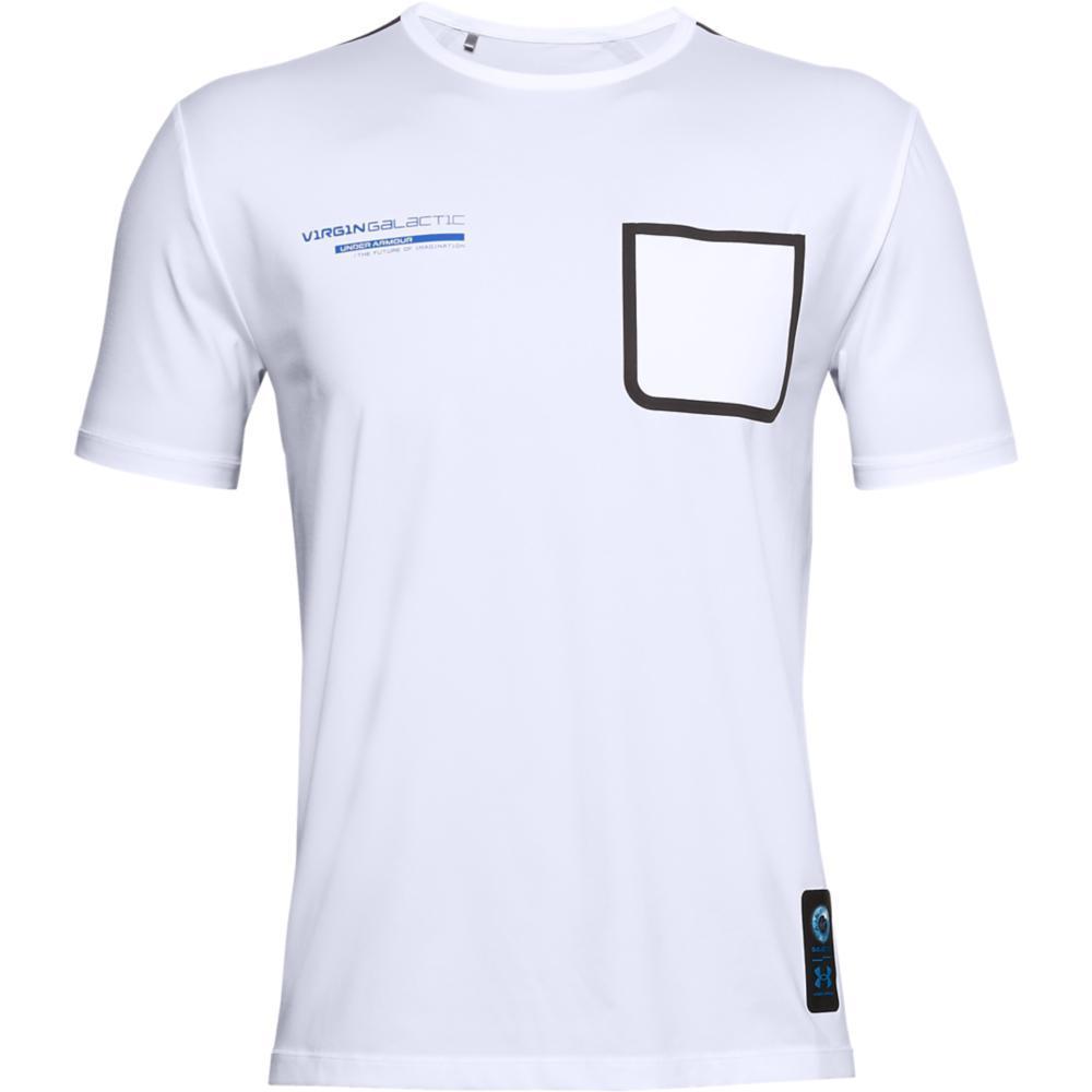 白色男裝短袖T-Shirt NT$1,580 UA X Virgin Galactic。（UNDER ARMOUR提供）