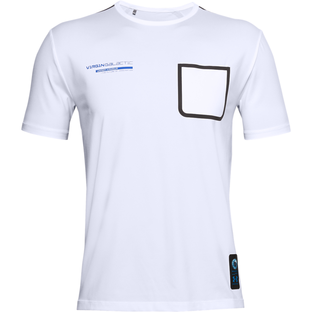 白色男裝短袖T-Shirt NT$1,580 UA X Virgin Galactic。(UNDER ARMOUR提供)