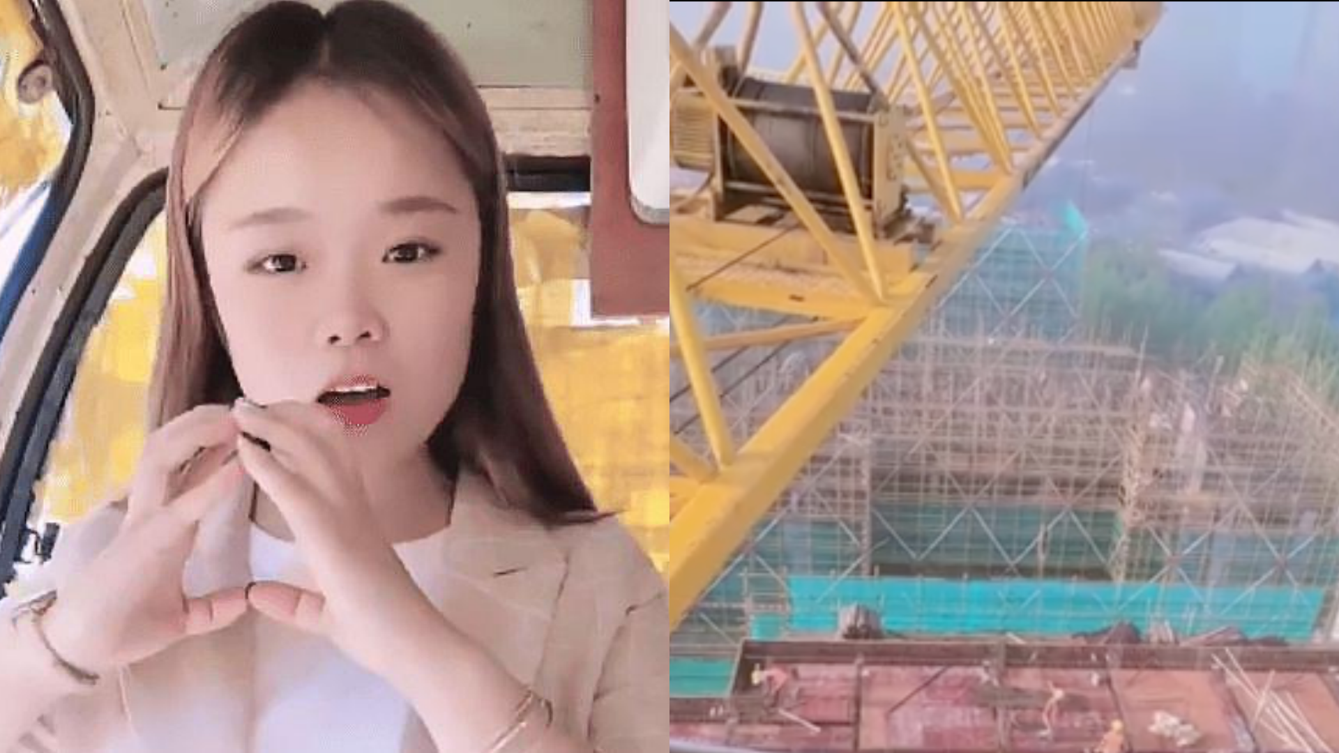 中國大陸網紅「小邱妹」從工地高處墜落身亡。（翻攝自微博）