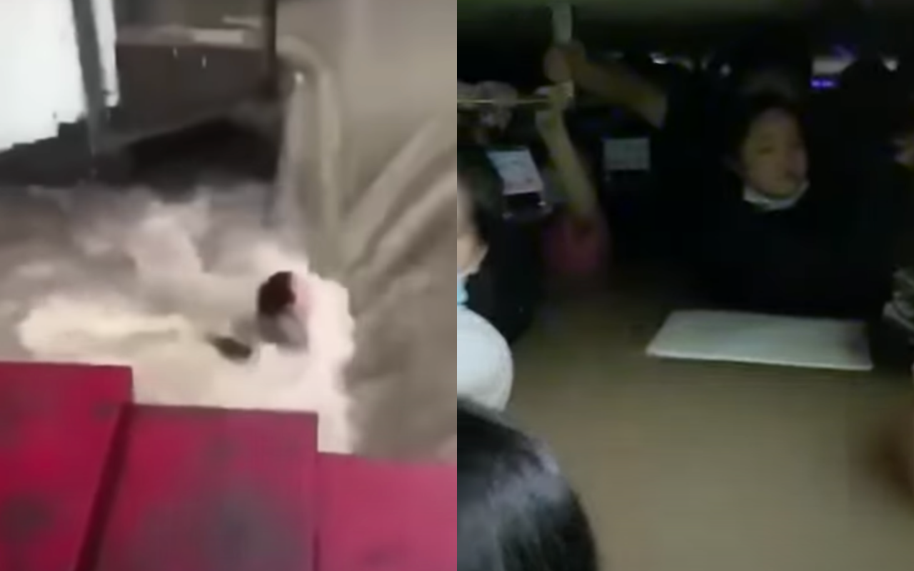中國河南暴雨成災，水灌進地鐵車廂，造成多人死傷。（翻攝自YouTube）