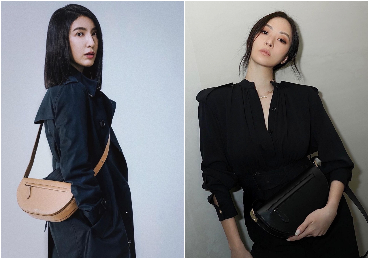 楊謹華（左）、孫芸芸街穿著黑色服裝搭配Olympia包款。（合成照片）