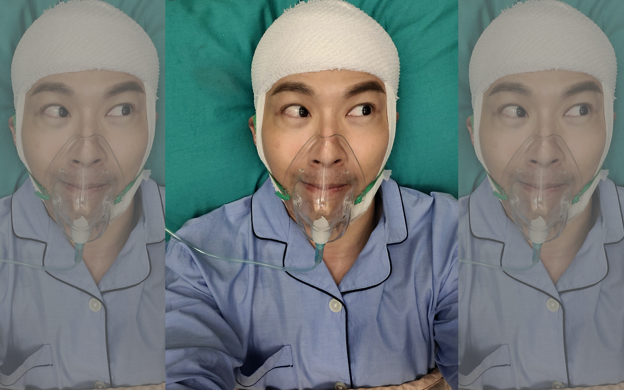 黃少祺車禍戲躺病床被搖到暈車險崩潰。(三立提供)