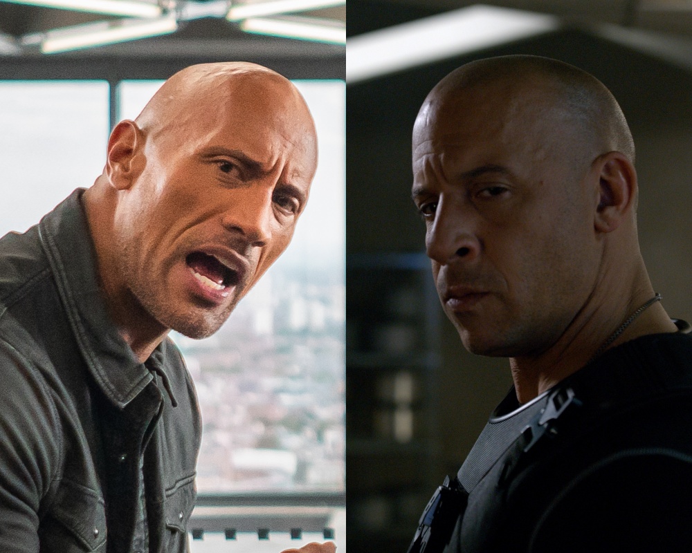 其實打從《玩命關頭5》以後,巨石強森(左)跟馮迪索(右)就很少一起同框出現了。(UIP提供)