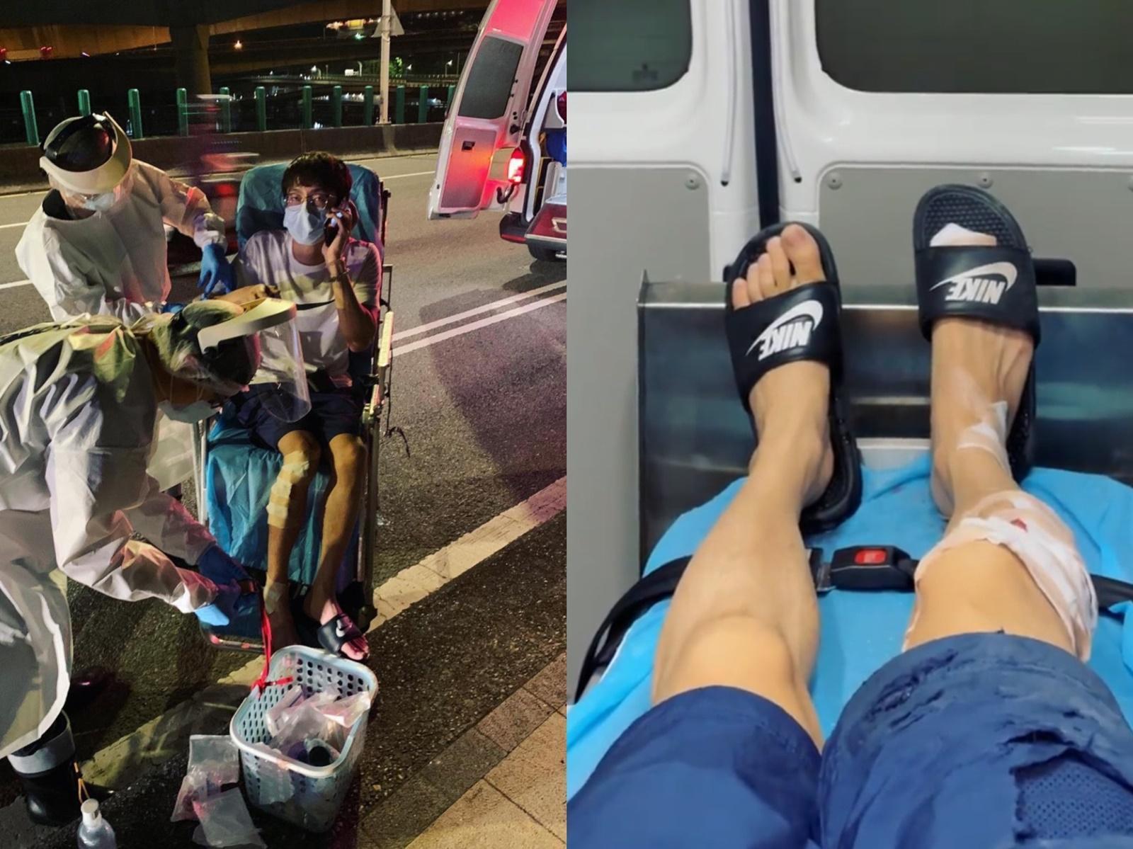大鶴透露除了拍戲從未坐過救護車,這次真的坐到了。(翻攝自大鶴IG)