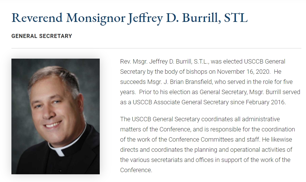 美國天主教主教會議祕書長傑佛瑞布雷爾被指控使用同志交友軟體，還多次造訪同志酒吧。（翻攝自USCCB網站）