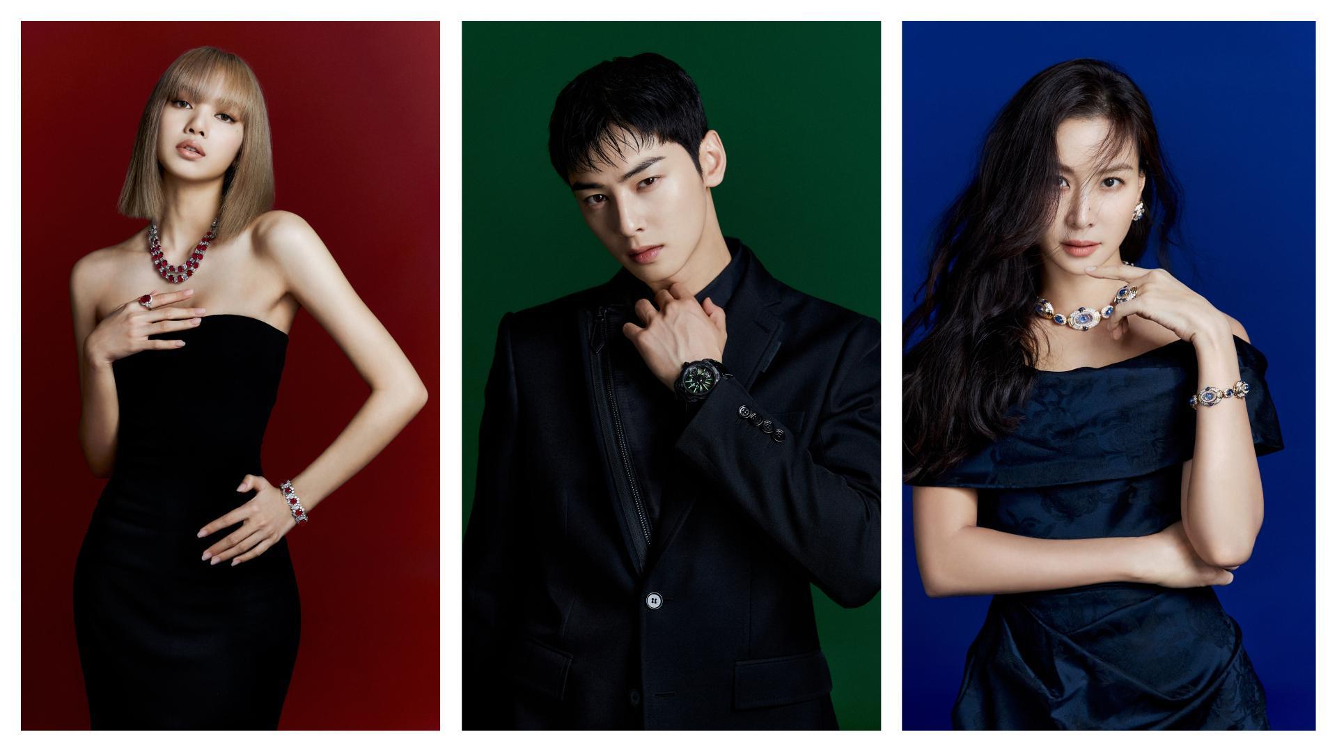BVLGARI在韓國首爾的Hangaram美術館舉辦「寶格麗色彩 BVLGARI COLORS」特展,邀請到Lisa、車銀優、高素榮3人搶先看,更拍攝時髦的大片。(BVLGARI提供)