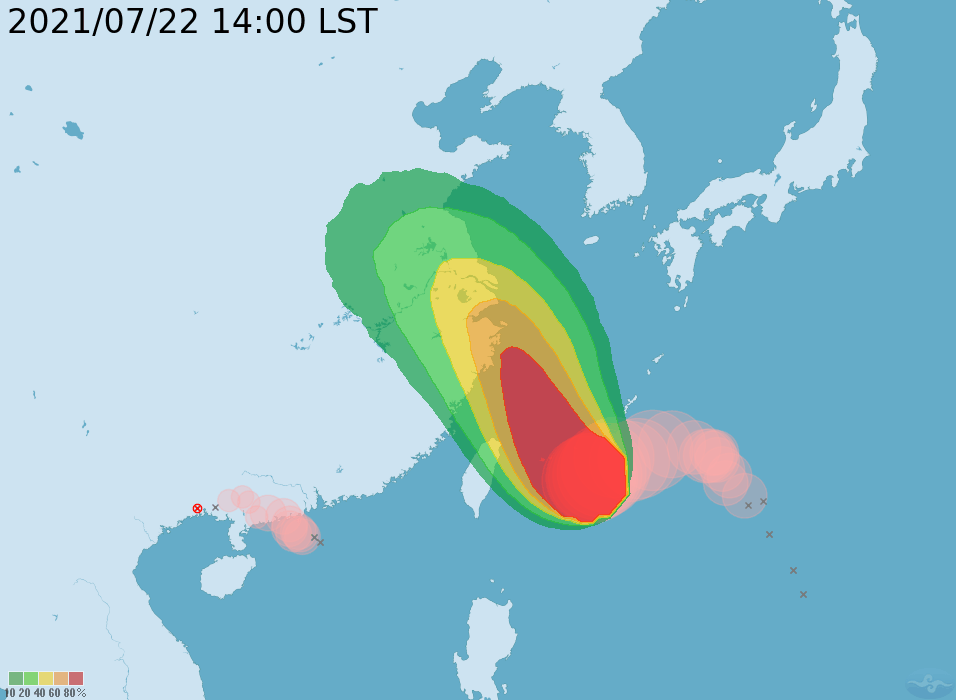烟花颱風越來越接近台灣。（翻攝自中央氣象局官網）