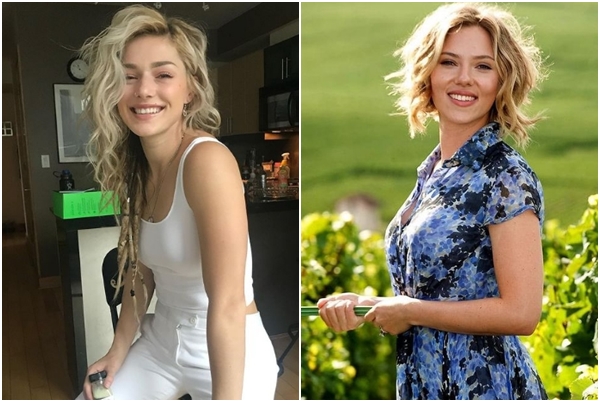 加拿大田徑選手艾倫伍迪（左圖）笑容神似史嘉蕾喬韓森（右圖）。（翻攝自艾倫伍迪、史嘉蕾喬韓森IG）