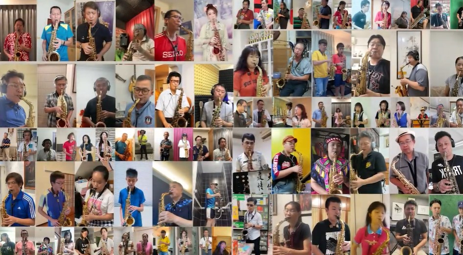 百名薩克斯風樂手合奏《明天會更好》為台灣抗疫打氣。