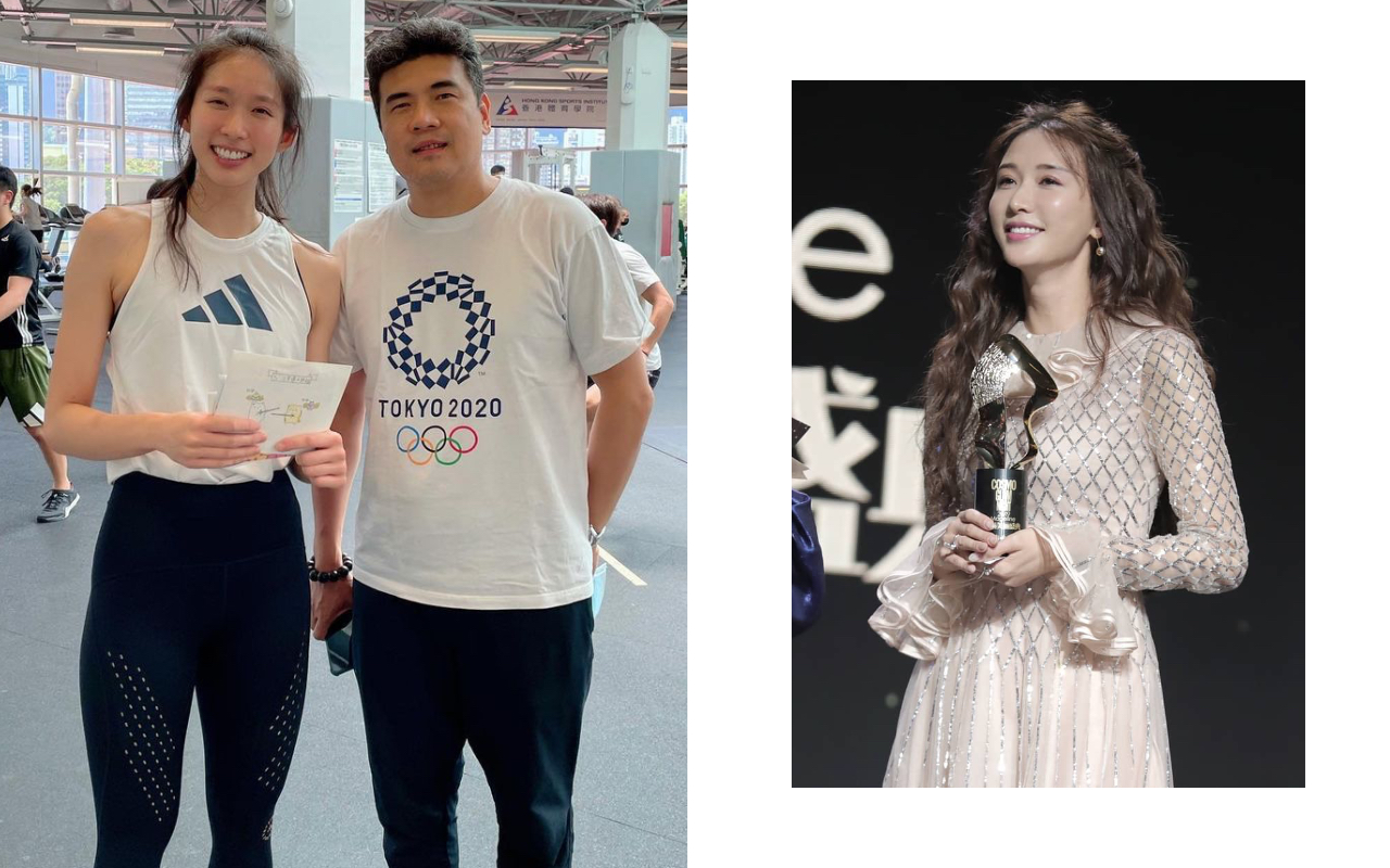 香港擊劍一姐江旻憓（左圖左）笑起來神似台灣女神林志玲（右圖）。（翻攝自江旻憓、林志玲IG）