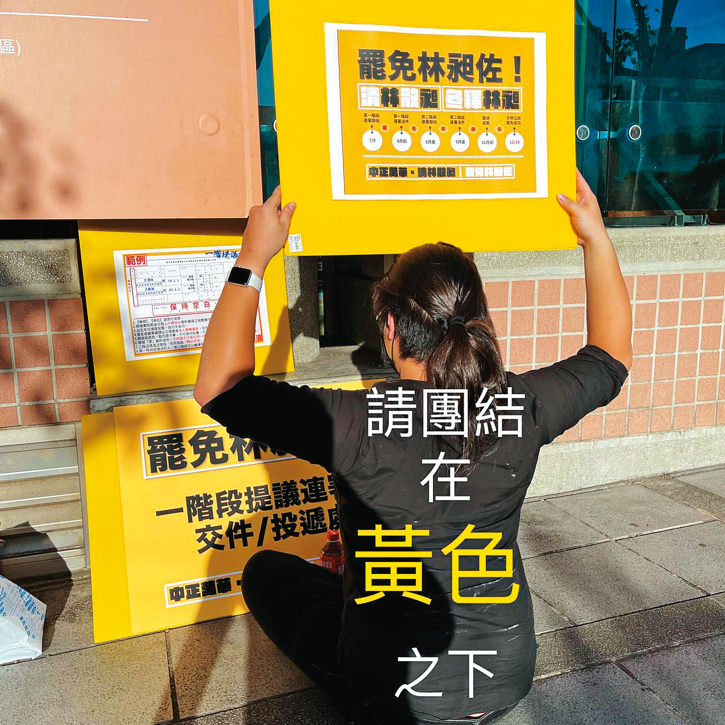 童仲彥18日在臉書上以「團結在黃色之下」,諷刺林昶佐背刺時代力量。(翻攝童仲彥臉書)