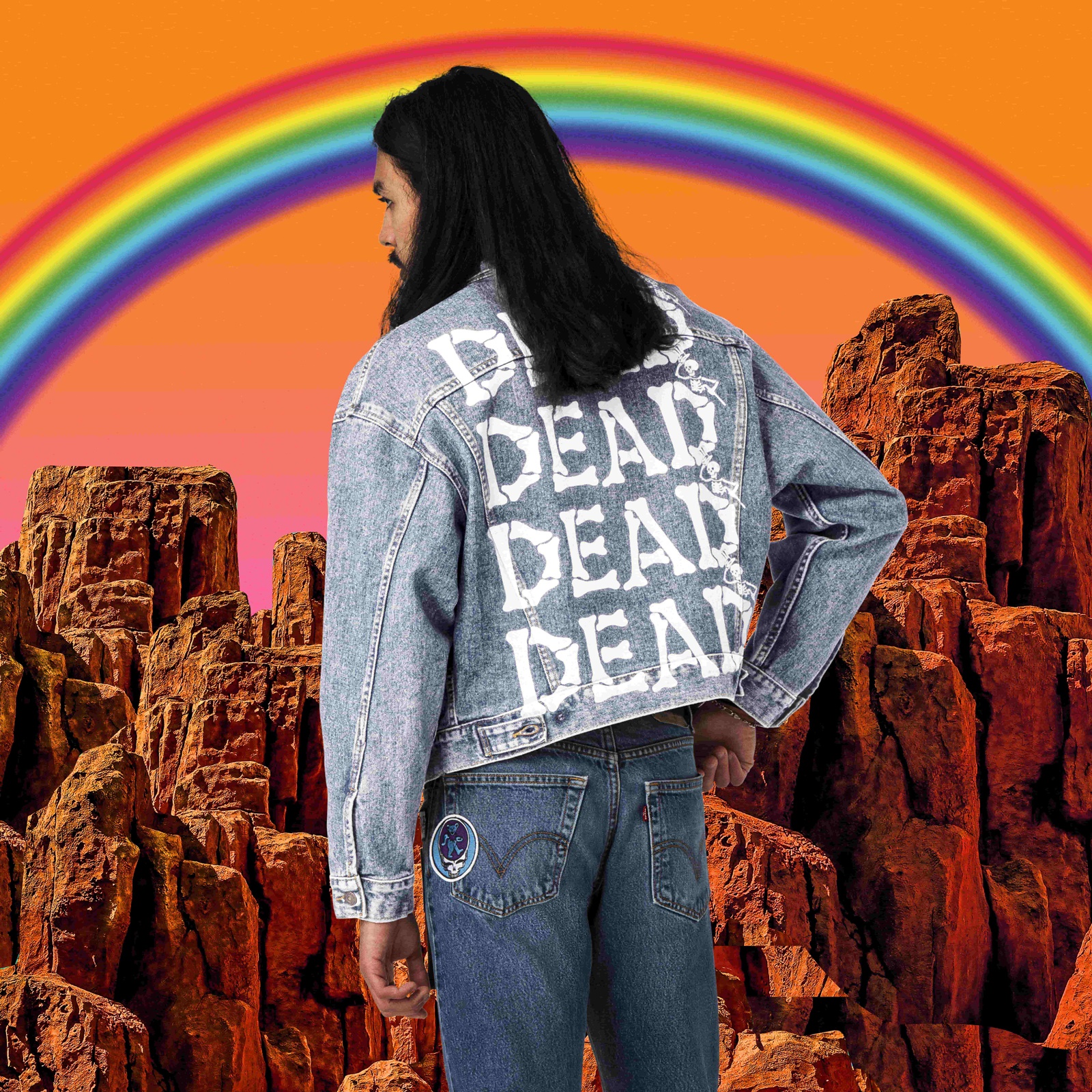 運用Dead圖樣及各種色彩的紮染效果,不僅向樂團成就致敬,也重現過去多年來他們的音樂為無數人帶來的喜悅。(LEVI’S®提供)