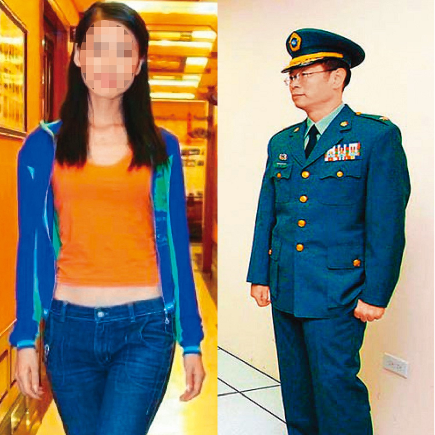 少將羅賢哲（右，軍聞社）擔任駐泰國武官時，傳聞遭持澳洲護照的中國女間諜（左，翻攝中華網論壇）色誘，外洩台美合作的「博勝案」，遭判無期徒刑定讞。