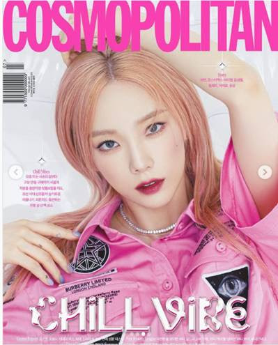 太妍則是在在韓國版《COSMOPOLITAN》7月號封面中，佩戴Swarovski Tennis Deluxe項鏈。（翻攝自IG帳號 taeyeon_ss）