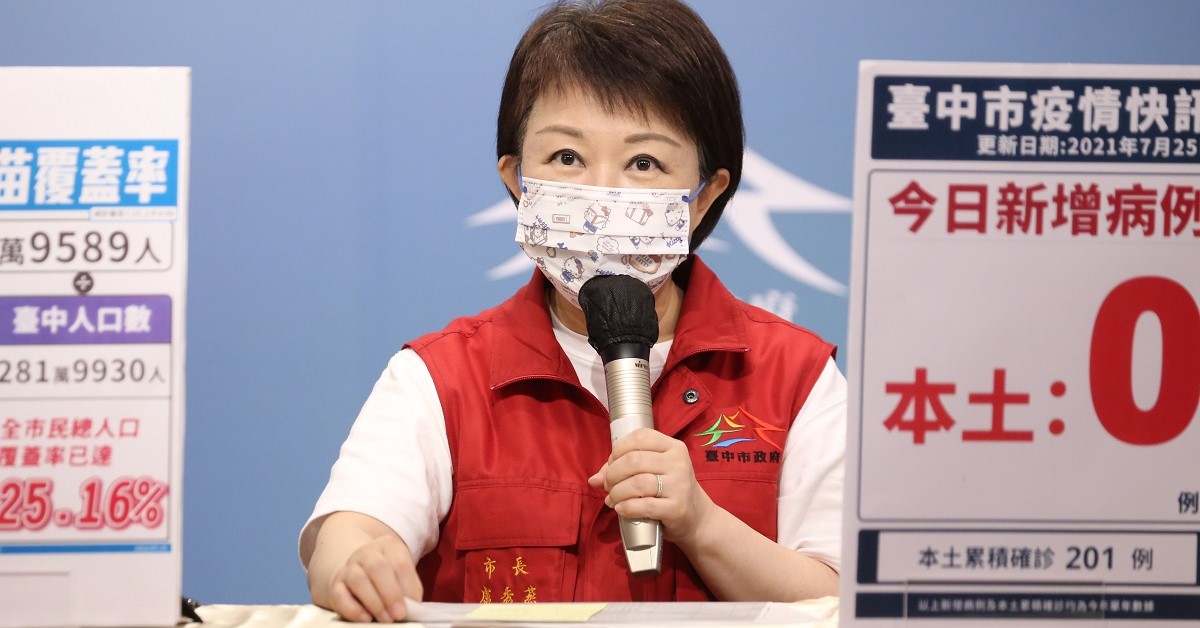 台中市長盧秀燕藉疫情線上記者會，推廣台中當季盛產的農產品。