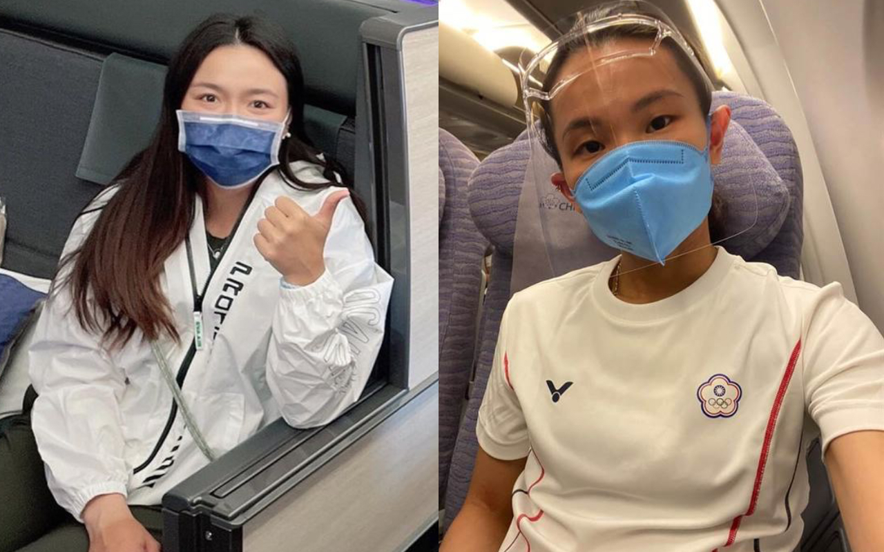 世界羽球球后戴資穎（右）、網球好手詹詠然（左）分別搭經濟艙、商務艙前往東奧。（翻攝自戴資穎、詹詠然IG）