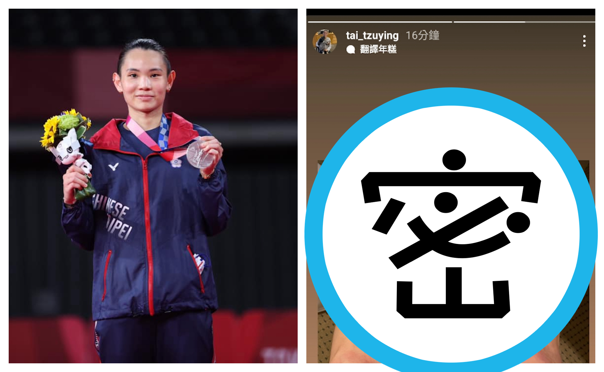 戴資穎昨在奧運摘下銀牌，雙腿早已傷痕累累。（體育署提供、翻攝戴資穎IG）