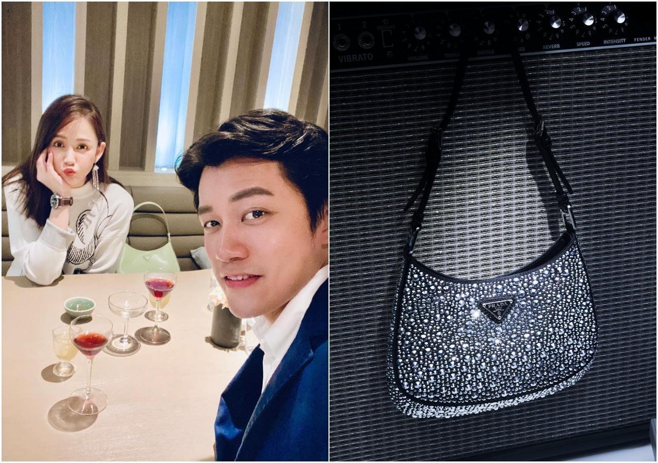 陳喬恩與男友約會時的包款是PRADA Cleo,針對七夕已推出水晶款設計。(合成照片)