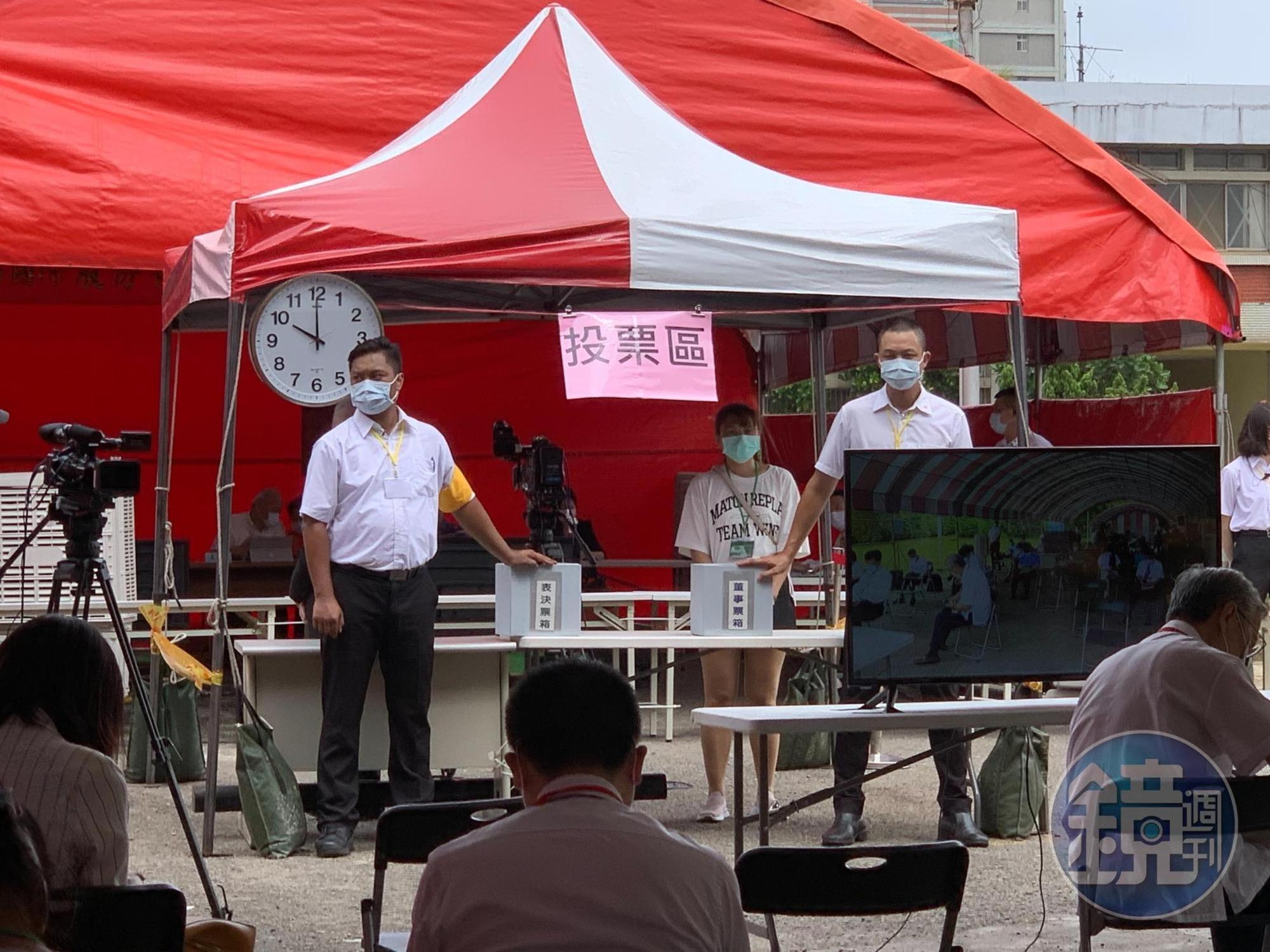 中福今日召開股東會全面改選董監,由於事關經營權紛爭,現場戒備森嚴。