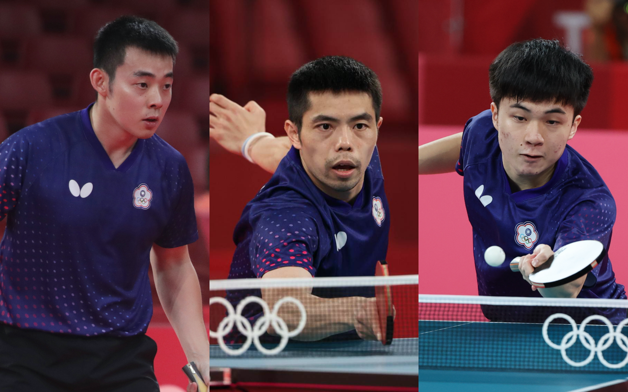 我國桌球男團由老將莊智淵（中）帶領中生代陳建安（左）、新生代林昀儒（右）出戰。（體育署提供）