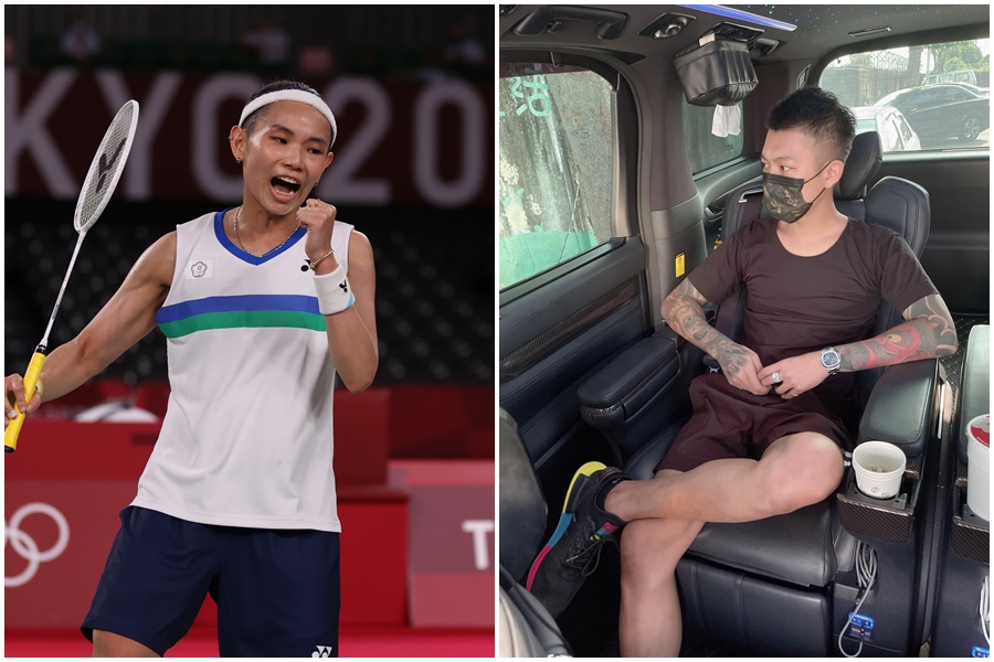 鳳梨（右圖）為慶祝戴資穎（左圖）奪牌請客600杯飲料，網友卻認為他偏心，對其他選手不公平。（體育署提供、翻攝鳳梨臉書）